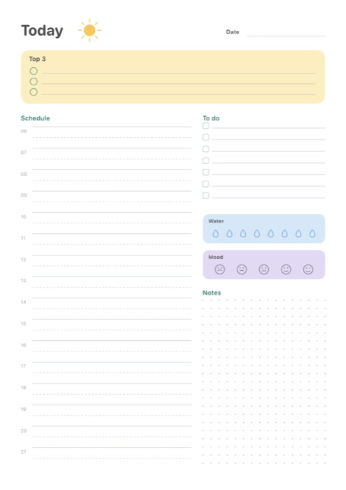 Daily Focus template